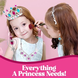 Liberty Imports 50 PCS Princess Jewelry Dress Up Accessories, Pretend Play Set Jewelry Party Favors for Girls Cosplay Party Favors with Crown Wand Ring Earring Necklace