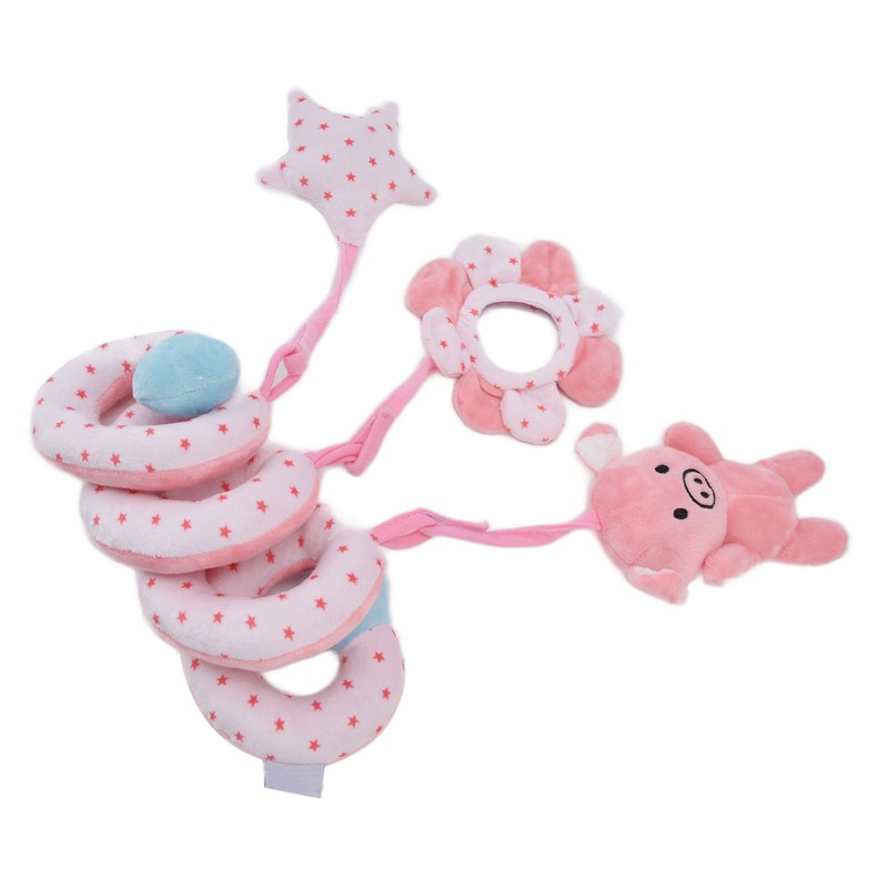 Baby Plush Animal Stroller Toys Spiral Activity Hanging Toys Ringing