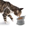 NICE PAWS - Tilted Elevated Cat Food Bowl - White/Grey/Blue/Pink