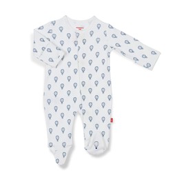 Magnetic Me Footie Pajamas 100% Organic Cotton Baby Boys Sleepwear Quick Magnetic Fastener Sleeper Open Sky Blue 3-6 Months
