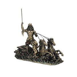 US Poseidon on Hippocampus Chariot Nautical Statue Sculpture Figure