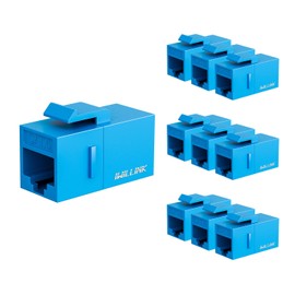 Iwillink RJ45 Cat6 Keystone Coupler 10-Pack, Female to Female Cat6 Keystone Jack, UTP Keystone Coupler Insert, Blue