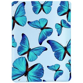 MAYCARI Slim Blue Waterproof Laptop Sleeve Bag 15 Inch-15.4 Inch, Light Weight Fuax Leather Protective Laptop Sleeve Case, Cute Blue Butterfly Print 15 Inch-15.4 Inch Case for Girls Women Boys