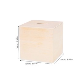 WOONEKY Wooden Square Piggy Bank for Unfinished DIY Craft Kit Cute Cartoon Design Money Storage for Rooms Home Decor Compact Safe Coin Counting Bank