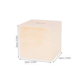 WOONEKY Wooden Square Piggy Bank for Unfinished DIY Craft Kit Cute Cartoon Design Money Storage for Rooms Home Decor Compact Safe Coin Counting Bank