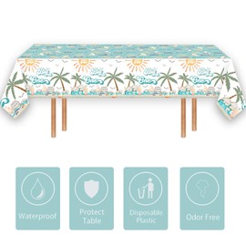 LetDec 4pcs Surf The Big One Tablecloth Surfing 1st Birthday Table Covers for Hawaiian Palm Tree Retro Summer Beach Wave Theme Boy Surfing First Birthday Baby Shower Party Decorations Supplies