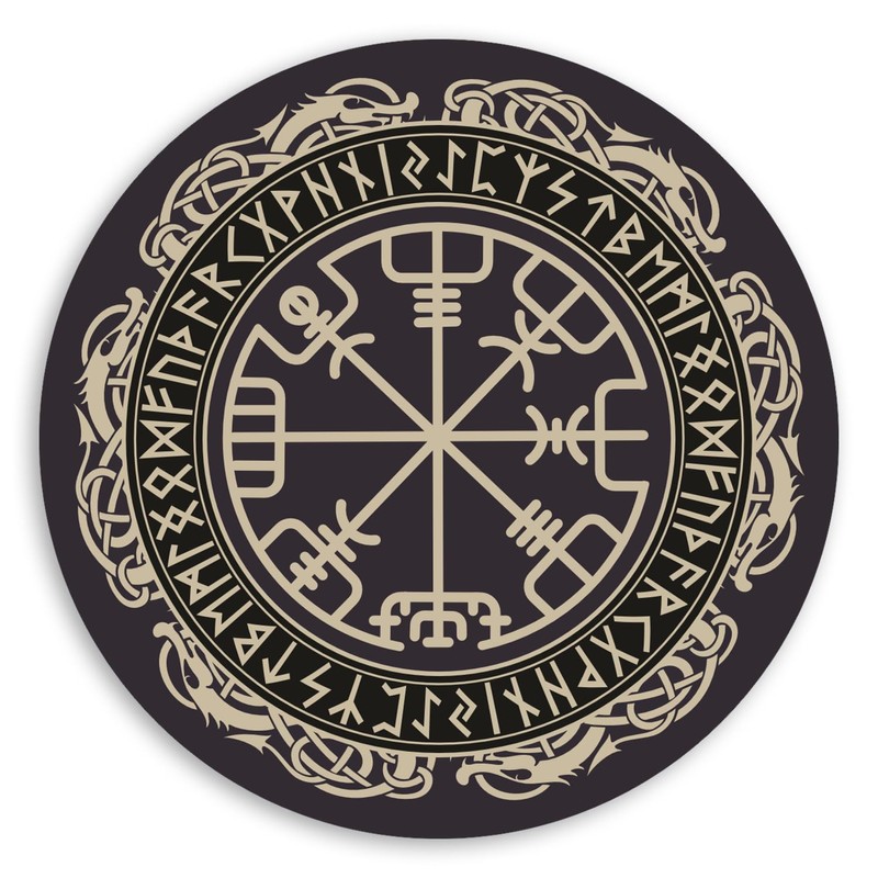 2 x 10cm Viking Magical Runic Compass Vinyl Stickers -