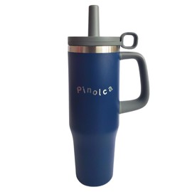 Pinolca 40oz Stainless Steel, Vacuum Insulated, 100% Leakproof Tumbler with Lid and Handle, for Coffee, Tea, Latte, ice water, and other beverages (Deep blue/Gray), P_IT_402, Midnight Mist