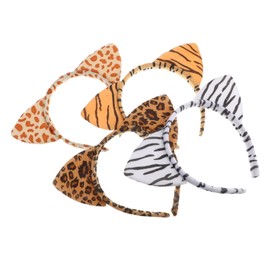 WOONEKY 4Pcs Animal Ear Headbands for Leopard Tiger Zebra Giraffe Costume Hair Hoops for Parties Cosplay and Themed Events Fun Friends and Family