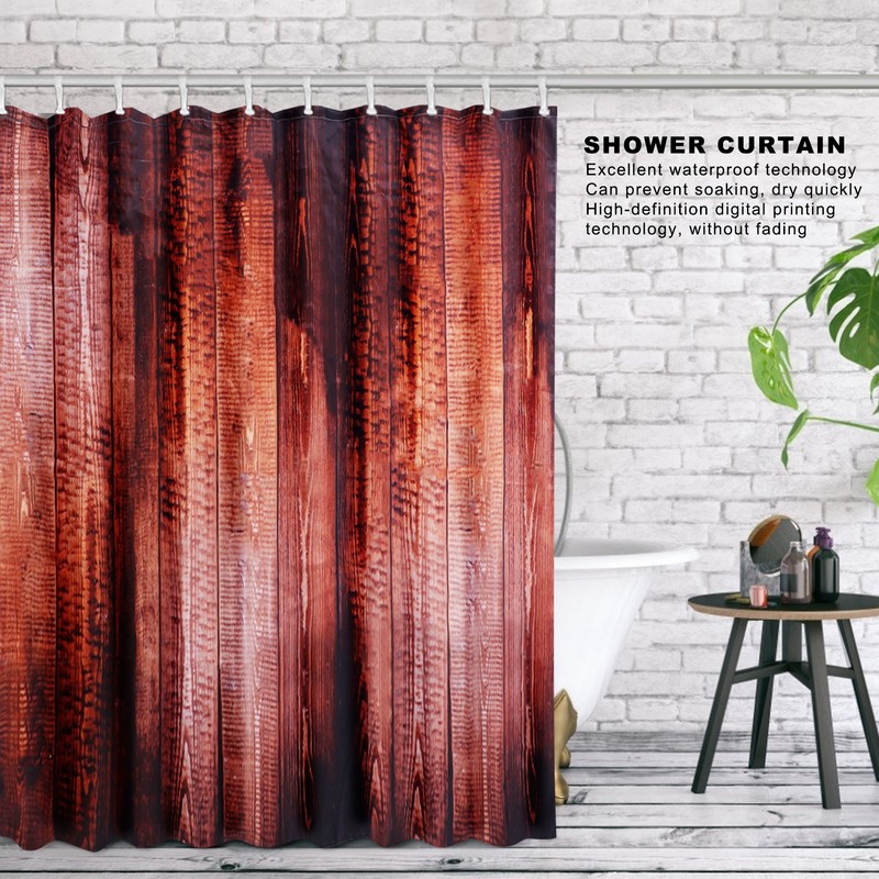Waterproof Curtain with Hooks Shower Bath Curtain for Bathroom Home