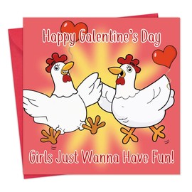 Twizler Funny Galentines Day Card with Hens – Funny Galentine’s Day Card – Humorous Galentines Day Card – Galentines Day Gifts For Her – Galentines Gifts - Galentines Day Presents