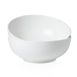 Kanwone Large Serving Bowls - 55 Ounce, Porcelain Salad Bowls, Pasta, Ceramic Soup Bowls, Set of 2, Serving Dishes for Entertaining, Housewarming Gift, Microwave and Dishwasher Safe, White