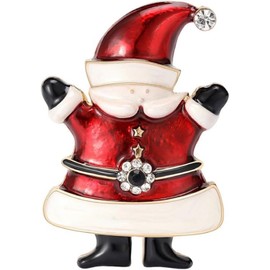 Cute Santa Claus Christmas Brooch Lapel Pins for Women Girls Red Enamel Pin Clip Sweater Scarves Hat Dress Brooches Xmas Party Festive Decoration Jewelry (Red, One size)