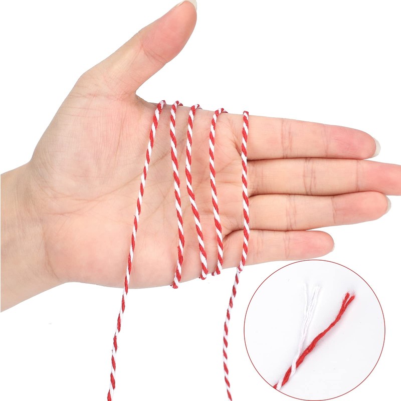 Red White Gift Twine String Holiday Twine 328 Feet Cotton