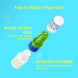 Herb Island 2 in 1 Nasal Stick Inhaler, Nose Refreshing VapoInhaler, Essential Oil Rub, On-The-Go, Freshing, Focus, Awake (5 pcs, 5 Flavour)