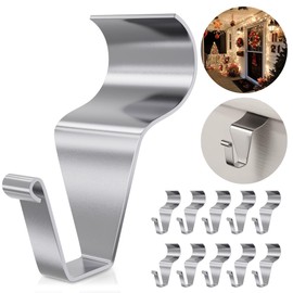 Amuille Vinyl Siding Hooks Hanger 10 Pack, Heavy Duty Siding Clips for Hanging on Patio, No-Hole Needed Stainless Steel Siding Hook to Decor Wreath Things for Horizontal Vinyl Siding