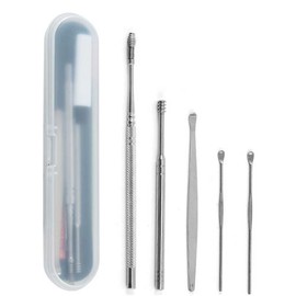 Silver Ear Pick Set with Hard Case 7-Piece Ear Pick Set 3ea