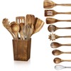 Wooden Spoons for Cooking - 11 Piece Natural Teak Wood