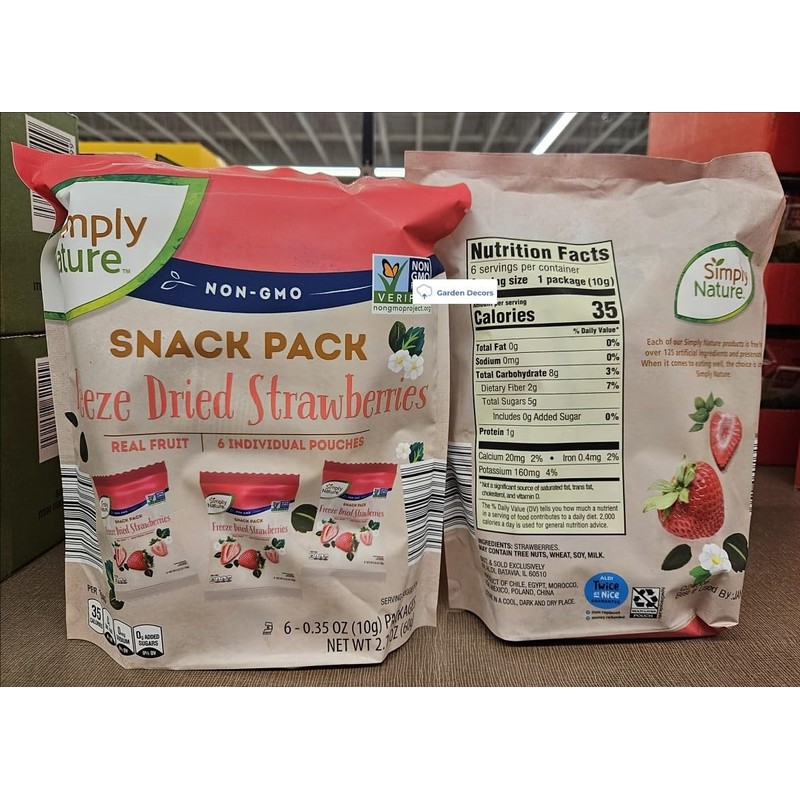 Generic Simply Nature NON-GMO Snack Pack Freeze Dried Strawberries 6