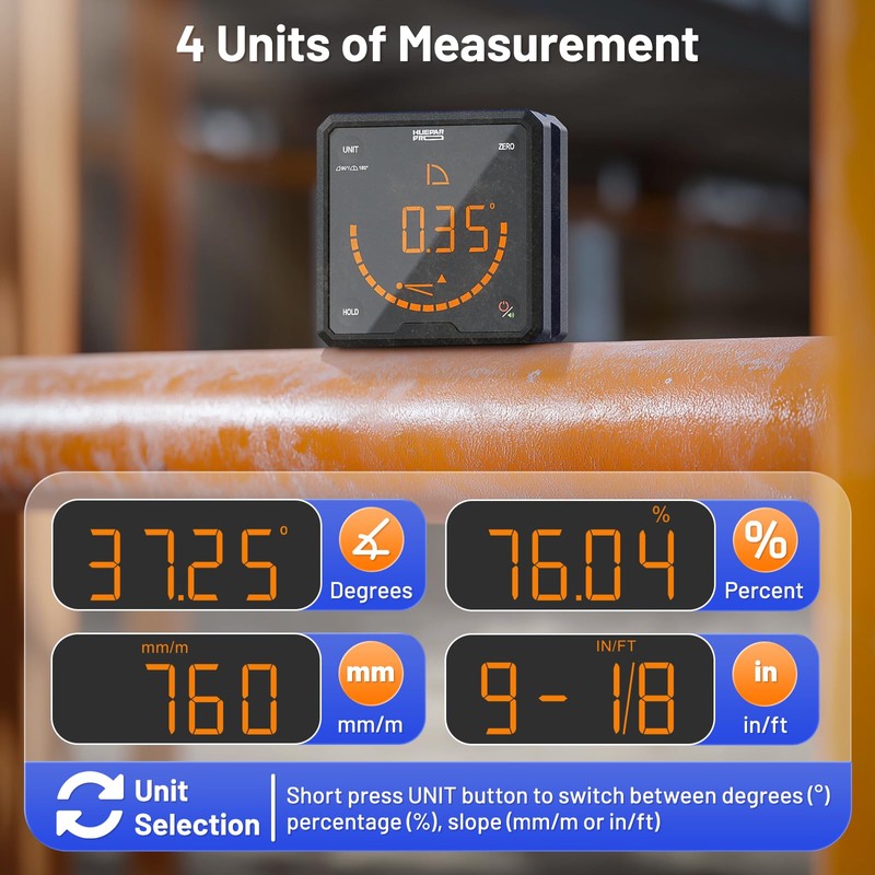 HueparPro Digital Angle Gauge Angle Finder Level with V-Groove Magnetic