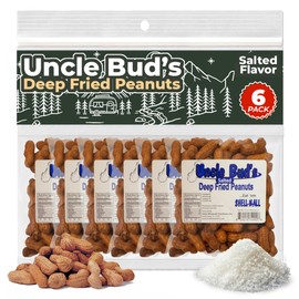 Uncle Bud's Deep Fried Salted Peanuts In Shell (6-Pack) | Crunchy Peanuts Snack, Peanuts Salted, Premium Salted Nuts, Shelled Peanut Variety Pack, Healthy & Organic Nuts, Salt Flavored Snacks