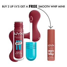 NYX Professional Makeup Lip I.V. Hydrating Lip Gloss Stain, Buy 2 Get a Free Smooth Whip Mini! NYX Professional Makeup - Color: 7 Bubble Gum Burst