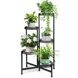 ZTKTEDF Plant Stand Indoor Outdoor, Corner Metal Flower Pot Stands for Multiple Plants,5 Tier Tall Heavy Duty Plant Shelf for Patio Garden Balcony Living Room Bedroom (5 tierd)