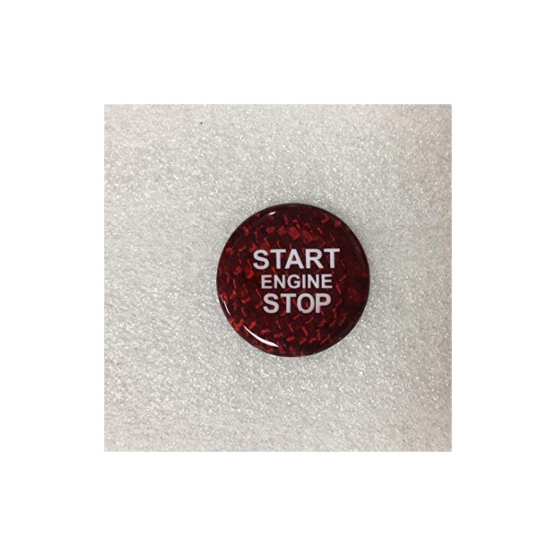 Red Real Carbon Fiber Start Stop Engine Button Cover for