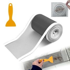 4 Inch x 33 FT Disposable Shower Drain Screen Self-Adhesive Stickers, with Cleaning Shovel, Showers Drain Hair Catcher, Shower Drain Mesh Stickers for Bathroom Kitchen Sink