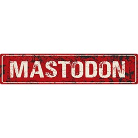 Mastodon Red Grunge Style Rustic Vintage Look 8" Wide Decal Bumper Sticker for use on Any Smooth Surface