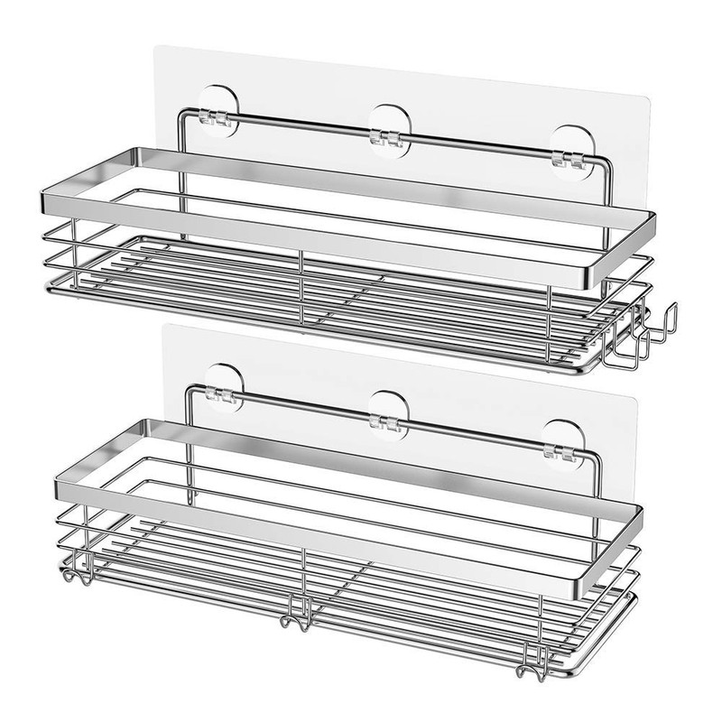 Orimade Adhesive Shower Caddy Soap Dish Holder Shelf with 5