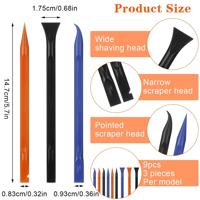 Jeffdad Pack of 9 Mini Plastic Scrapers, Plastic Scraper for