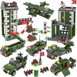 WishaLife City War Military Base Building Set with Army Car, Tank, Airplane, Helicopter, Military Toy Gift for Kids Boys Age 6+ (1162 PCS)