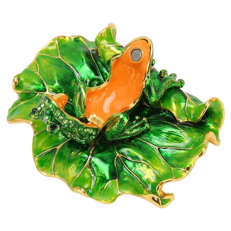 Lotus Leaf Frog Jewelry Box Hand Painted Innovative Metal Jewelry