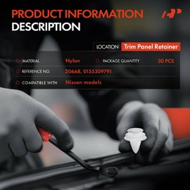 A-Premium 30PCS Nylon Trim Panel Retainer Clip Triple Head Compatible with Nissan Altima, Rogue, Sentra, Versa, Frontier, Murano, Pathfinder, Maxima, Titan, Armada, Juke, Kicks, Xterra, 350Z, Cube