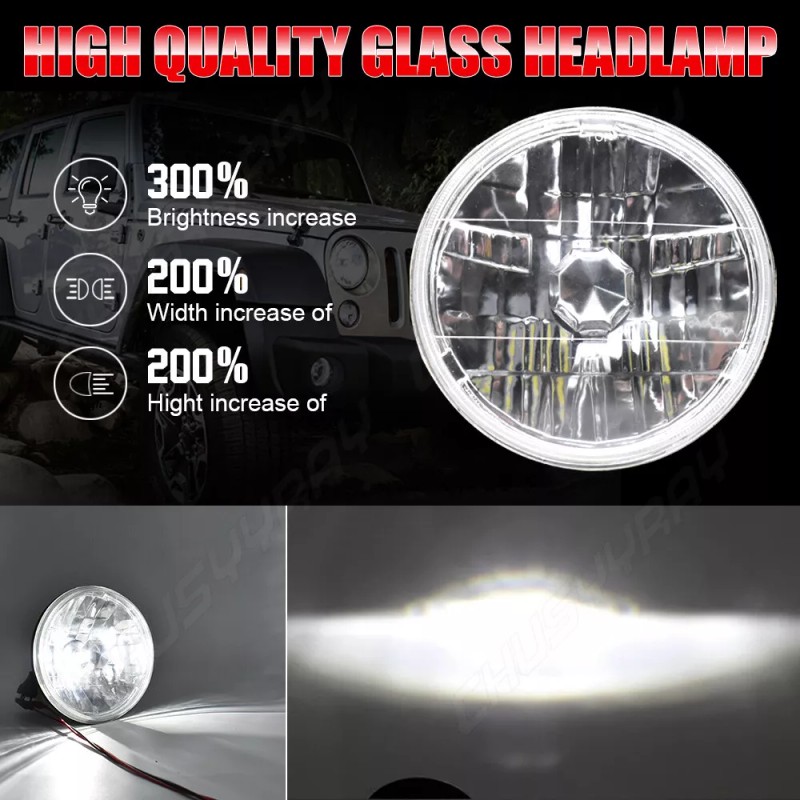 CHUSYYRAY Pair 7 inch Round LED Headlights HILo Beam For