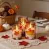 JOIONE Fall Flameless Glass Candles, 3 Pack Maple Leaf LED