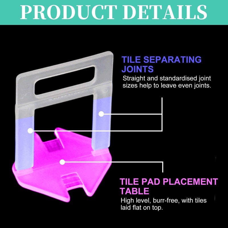 TUAKIMCE Tile Leveling System 2mm, 600pcs Tiles Spacer Clips for