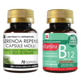 Set di integratori Serenoa Repens 70 Softgels e Vitamina B12 365 Compresse Masticabili | Prostata e Energia