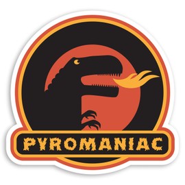 2 x 10cm Pyromaniac Dragon Dinosaur Vinyl Stickers - Fun Laptop Sticker #34483 (10cm Wide)
