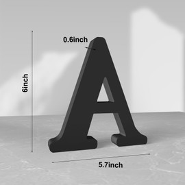 Aruatu 6 Inch Black Wood Letters Unfinished Wood Letters for Wall Decor Decorative Standing Letters Slices Sign Board Decoration for Craft Home Party Projects (A)