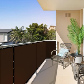 ShadeMart 3' x 145' Balcony Privacy Screen Fence Brown Deck Privacy Screen Apartment Customize Size 170 GSM Fencing Mesh Net with Grommets & Zip Ties 90% Blockage Fence Cover for Patio Railing