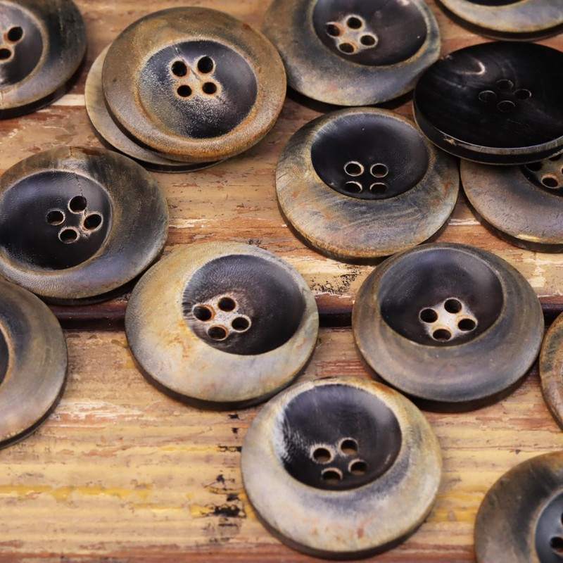 20/25mm Blackened Horn Buttons - Crescent Moon Buttons for Suede