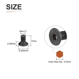 DTGN M4-0.7x7mm Flat Head Socket Cap Screws, 100 Pack Hex Socket Flat Head Screws Carbon Steel Black Oxide, Full Thread, Countersunk Bolts