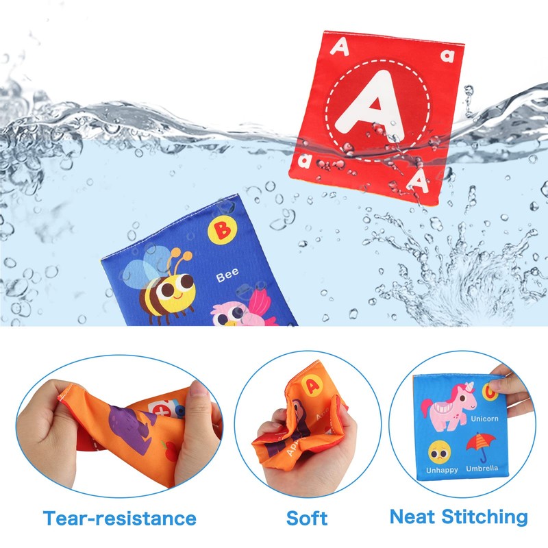 Jenilily Soft Alphabet Cards Baby Learning Toys, 26 Letters Animals