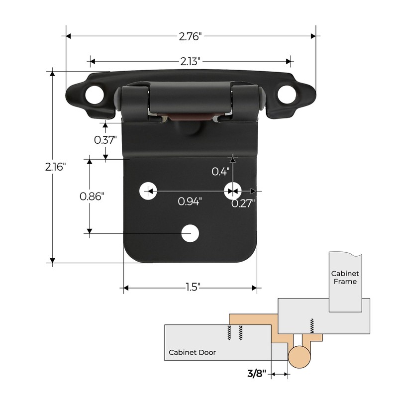 40 Pack (20 Pairs) 3/8 Inch Insert Kitchen Cabinet Hinges,