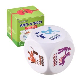 DealKits Office Anti-Stress Cube, Colourful Stress Cube for Stress Relief with 6 Fun Actions, Funny Anti-Stress Toy, Farewell Gift, Colleagues Gift with Gift Box for Employees