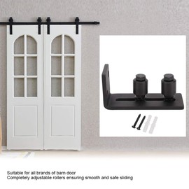 Universal Adjustable Floor Guide, Carbon Steel Sliding Floor Guide Easy to Install Sliding Door Floor Guide with Accessory for 76mm Barn Door 10.5 X 4 X 5cm (Black Ordinary