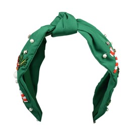 NYFASHION101 Women's Girls' Non-Slip Butterfly Knotted Hair Accessory Fashion Headband, Santa/Green