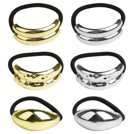 COYUN 6 Pieces Metal Hair Scrunchies Metal Hair Scrunchies Gold Elastic Geometric Hair Ties Elegant Women Hair Ties Ponytail Hair Accessories